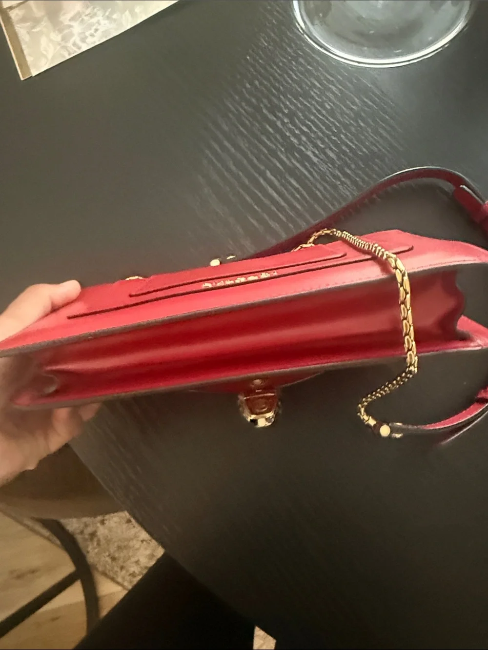 Bulgari Red Leather Crossbody with Serpenti Head Closure